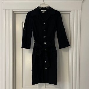 Diane von Furstenberg Black Button-Up Dress